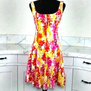 Jones Wear Women Sleeveless Floral Fitted Sundress Lined with Zipper Back Sz 4